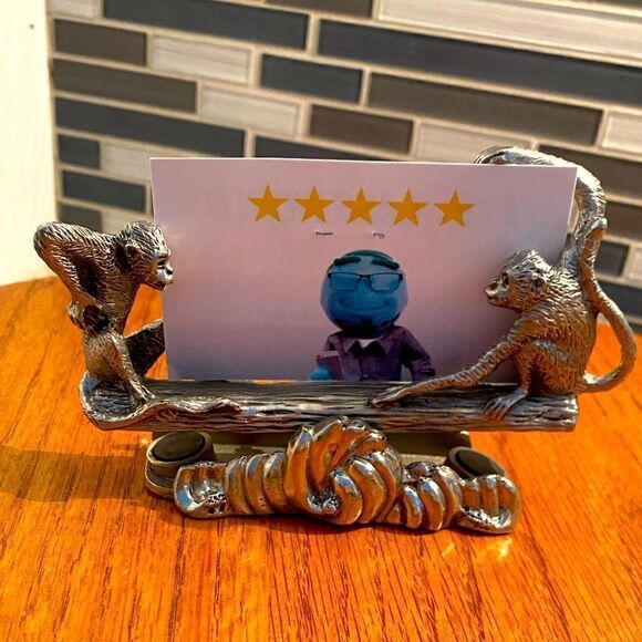 Royal Selangor Pewter Monkey See-Saw Business Card Holder Vintage, Office,